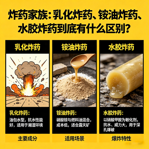 宾川炸药家族：乳化炸药、铵油炸药、水胶炸药到底有什么区别？